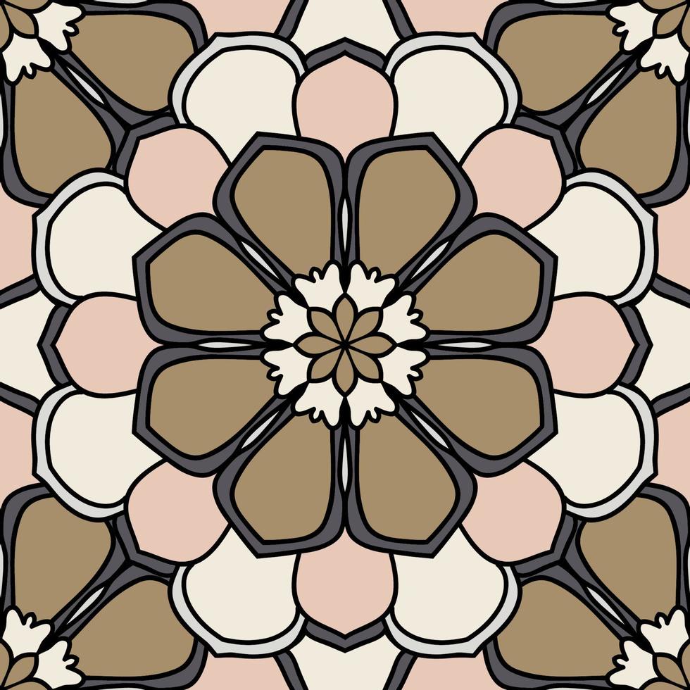 Abstract seamless pattern with mandala flower. Mosaic, tile. Floral background. vector