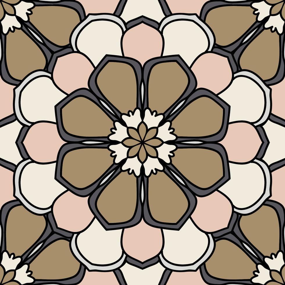 Resumen de patrones sin fisuras con flor de mandala. mosaico, azulejo. fondo floral. vector