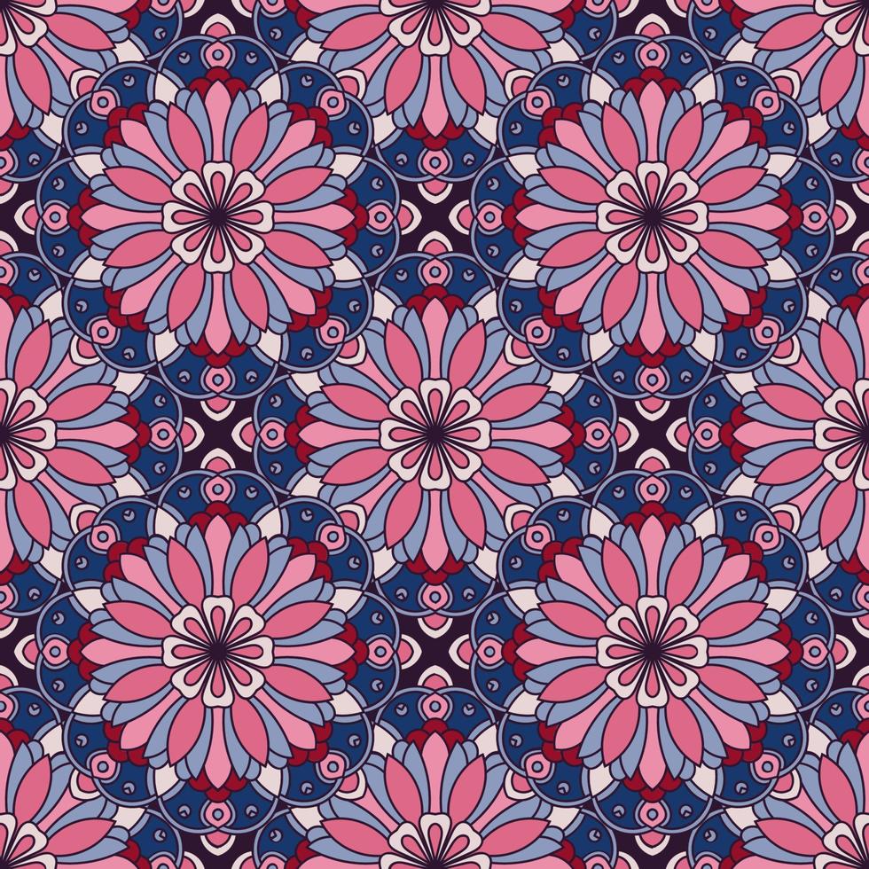 Abstract seamless pattern with mandala flower. Mosaic, tile. Floral background. vector