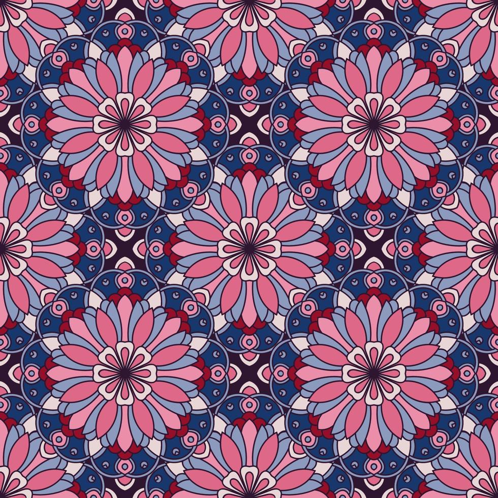 Resumen de patrones sin fisuras con flor de mandala. mosaico, azulejo. fondo floral. vector