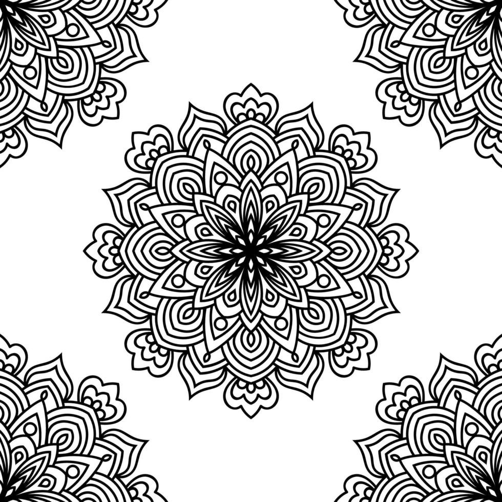 Abstract seamless pattern with mandala flower. Mosaic, tile, polka dot. Floral background. vector
