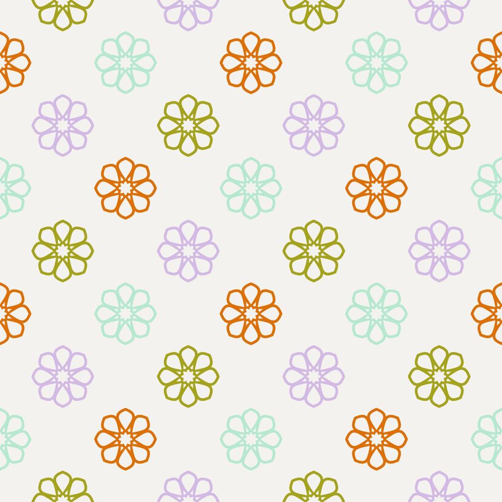 Abstract seamless pattern with mandala flower. Mosaic, tile, polka dot. Floral background. vector