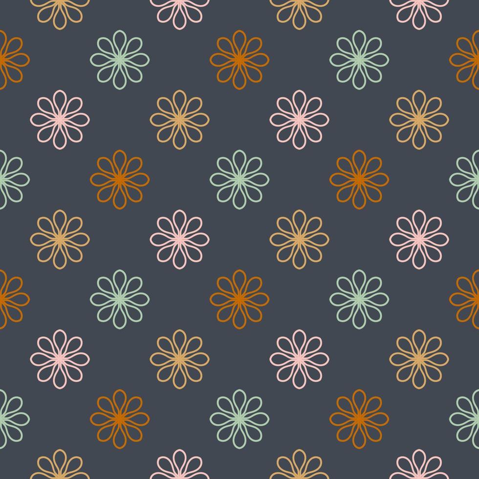 Abstract seamless pattern with mandala flower. Mosaic, tile, polka dot. Floral background. vector