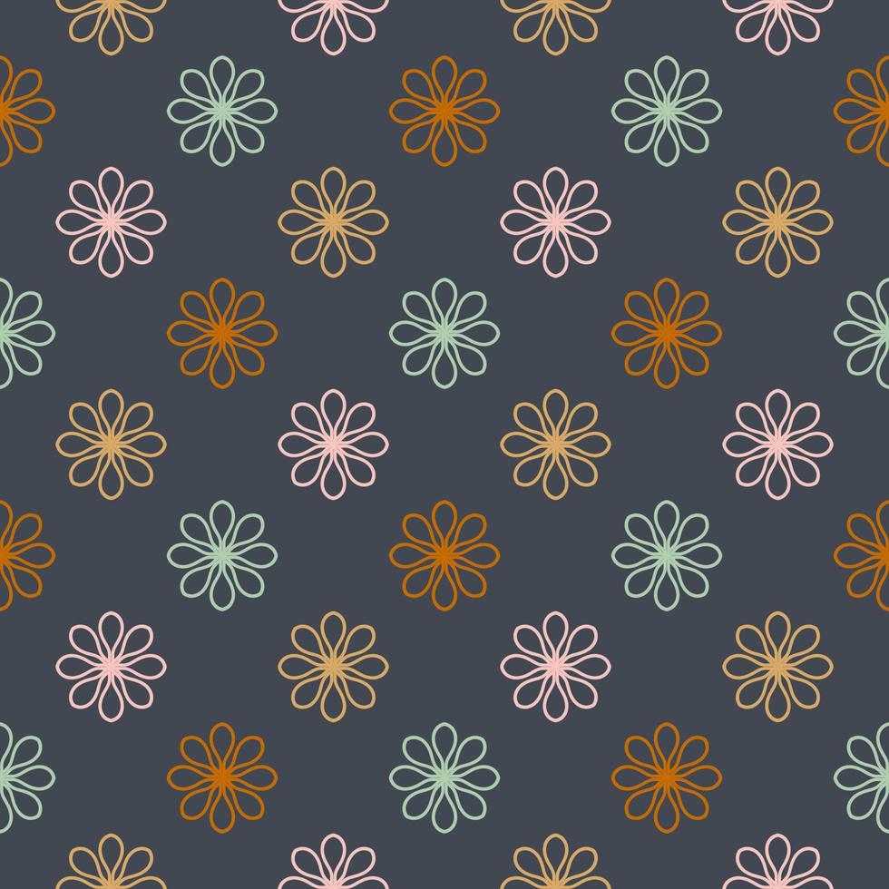 Abstract seamless pattern with mandala flower. Mosaic, tile, polka dot. Floral background. vector