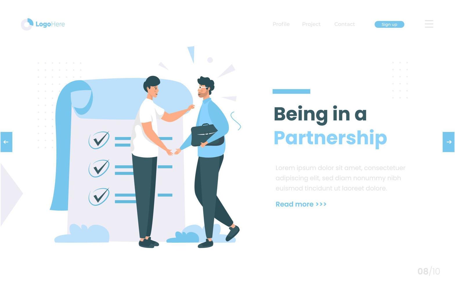 Flat design being a partnership concept vector