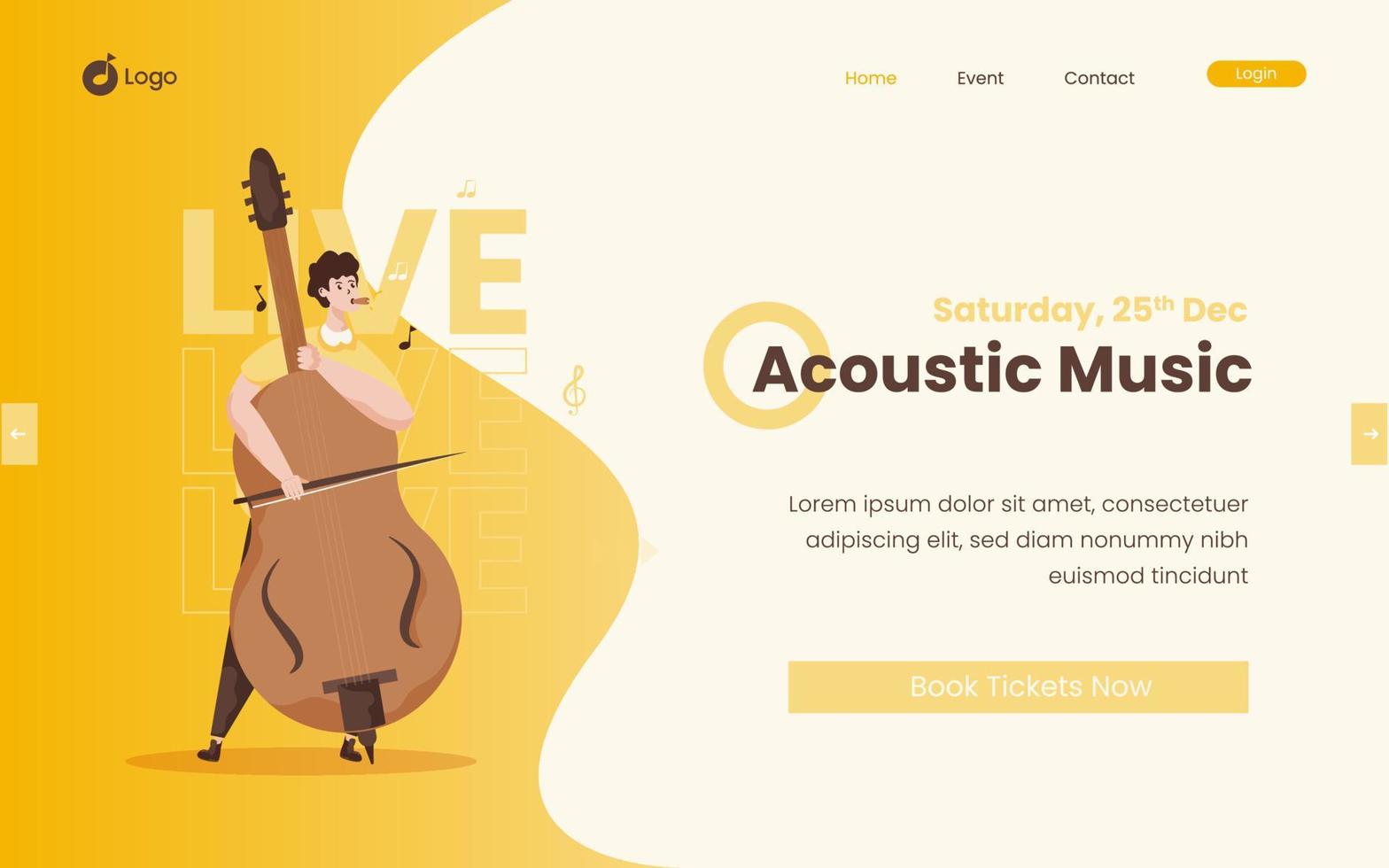 Live music performance with a man playing double bass concept vector