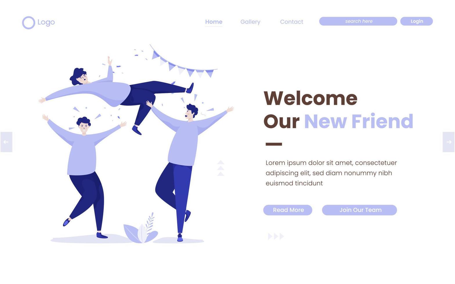 Celebrating new friends flat design concept vector