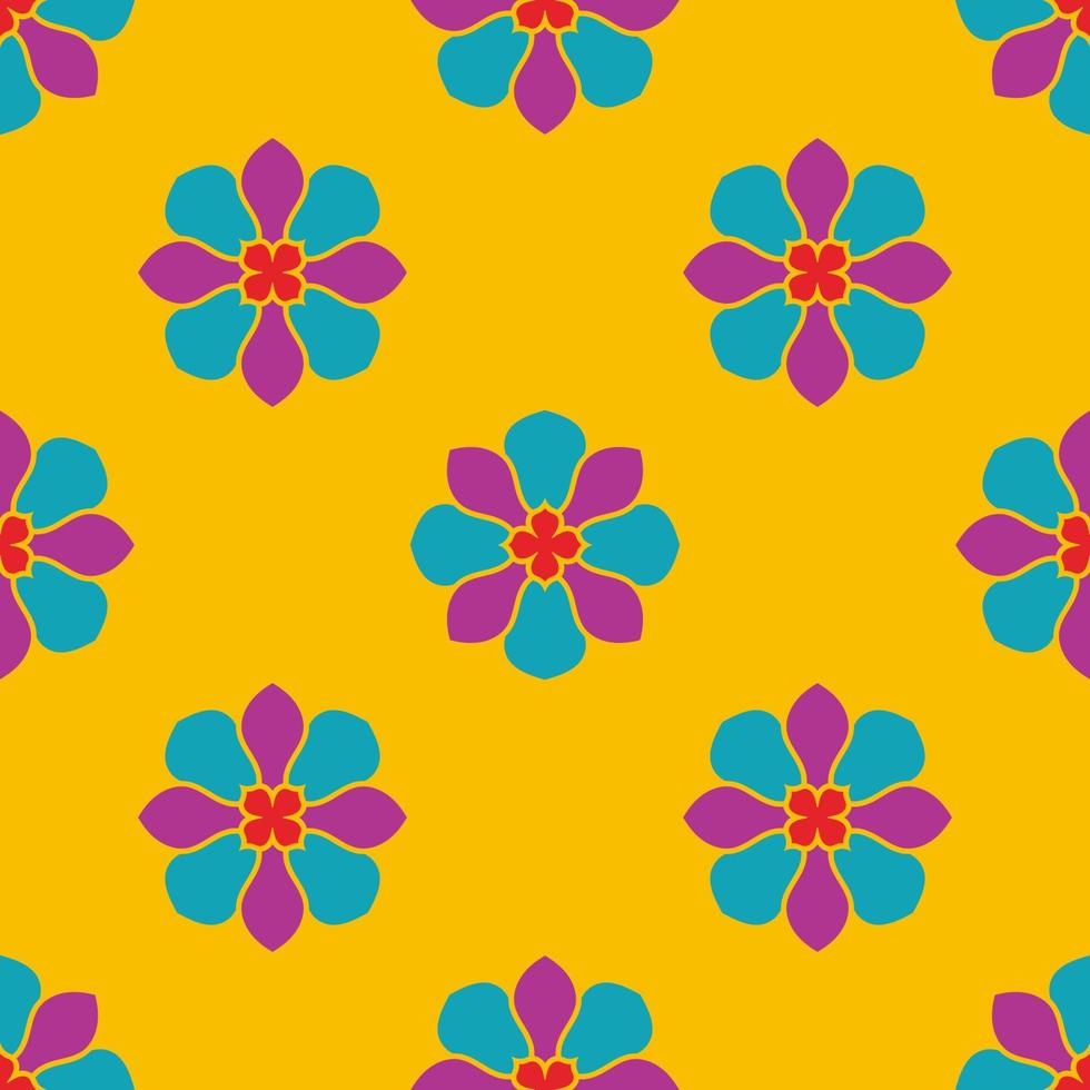 Resumen de patrones sin fisuras con flor de mandala. mosaico, azulejo, lunares. fondo floral. vector