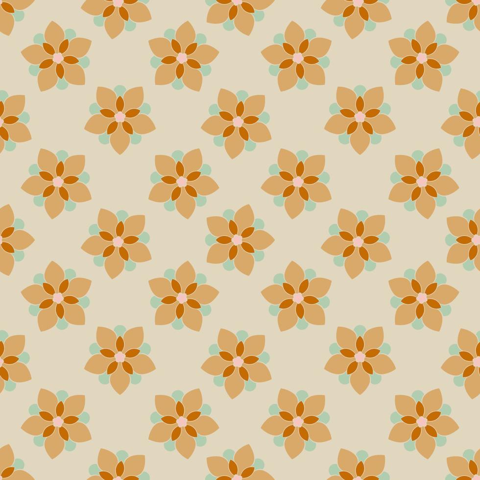 Abstract seamless pattern with mandala flower. Mosaic, tile, polka dot. Floral background. vector