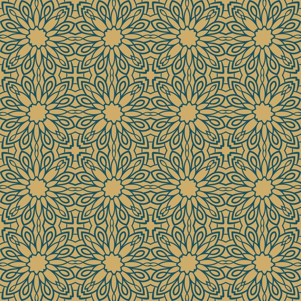 Resumen de patrones sin fisuras con flor de mandala. mosaico, azulejo. fondo floral. vector