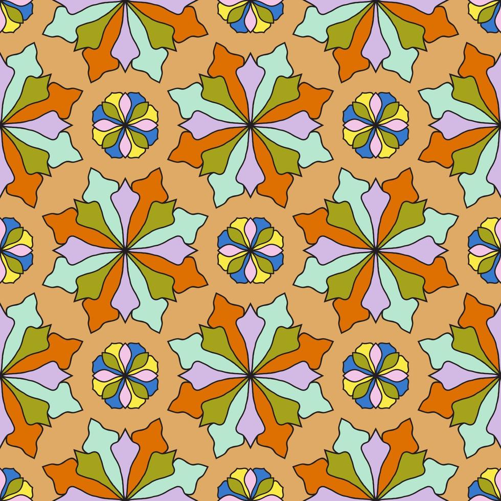 Abstract seamless pattern with mandala flower. Mosaic, tile. Floral background. vector