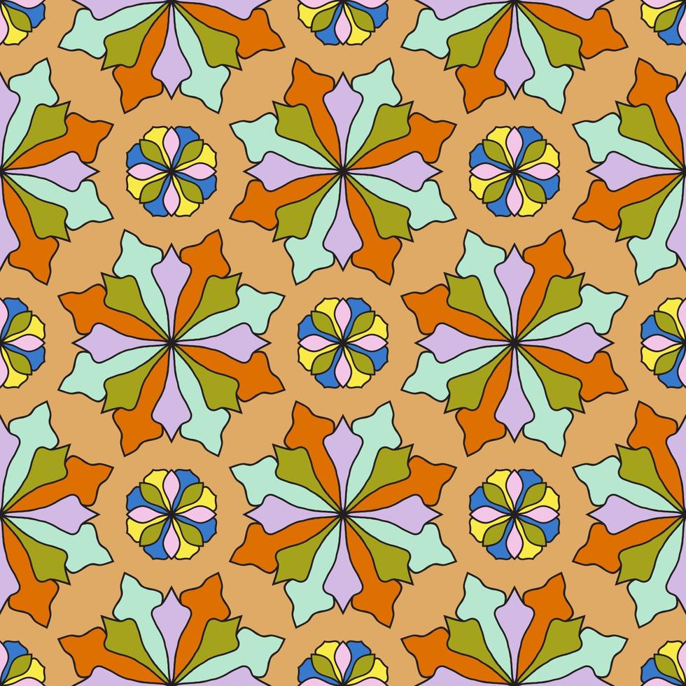 Abstract seamless pattern with mandala flower. Mosaic, tile. Floral background. vector