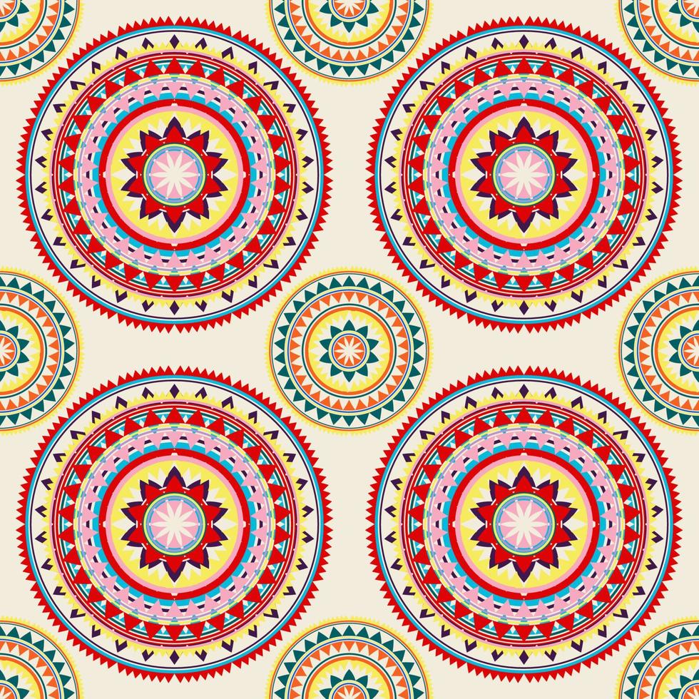 Abstract seamless pattern with mandala flower. Mosaic, tile, polka dot. Floral background. vector