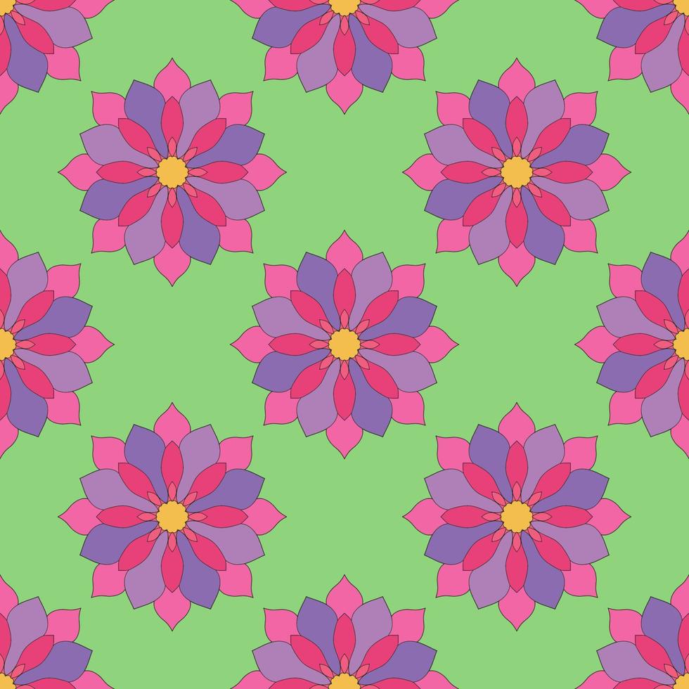 Abstract seamless pattern with mandala flower. Mosaic, tile, polka dot. Floral background. vector