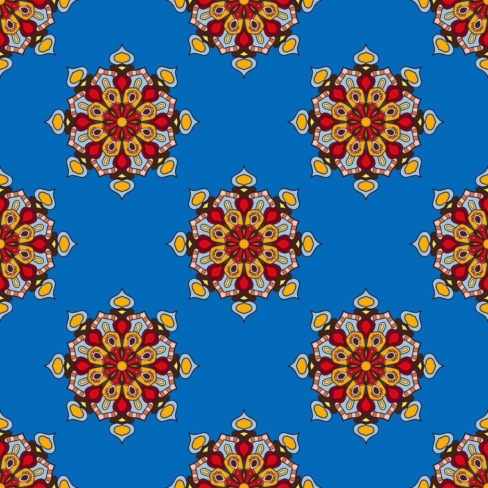 Resumen de patrones sin fisuras con flor de mandala. mosaico, azulejo. fondo floral. vector