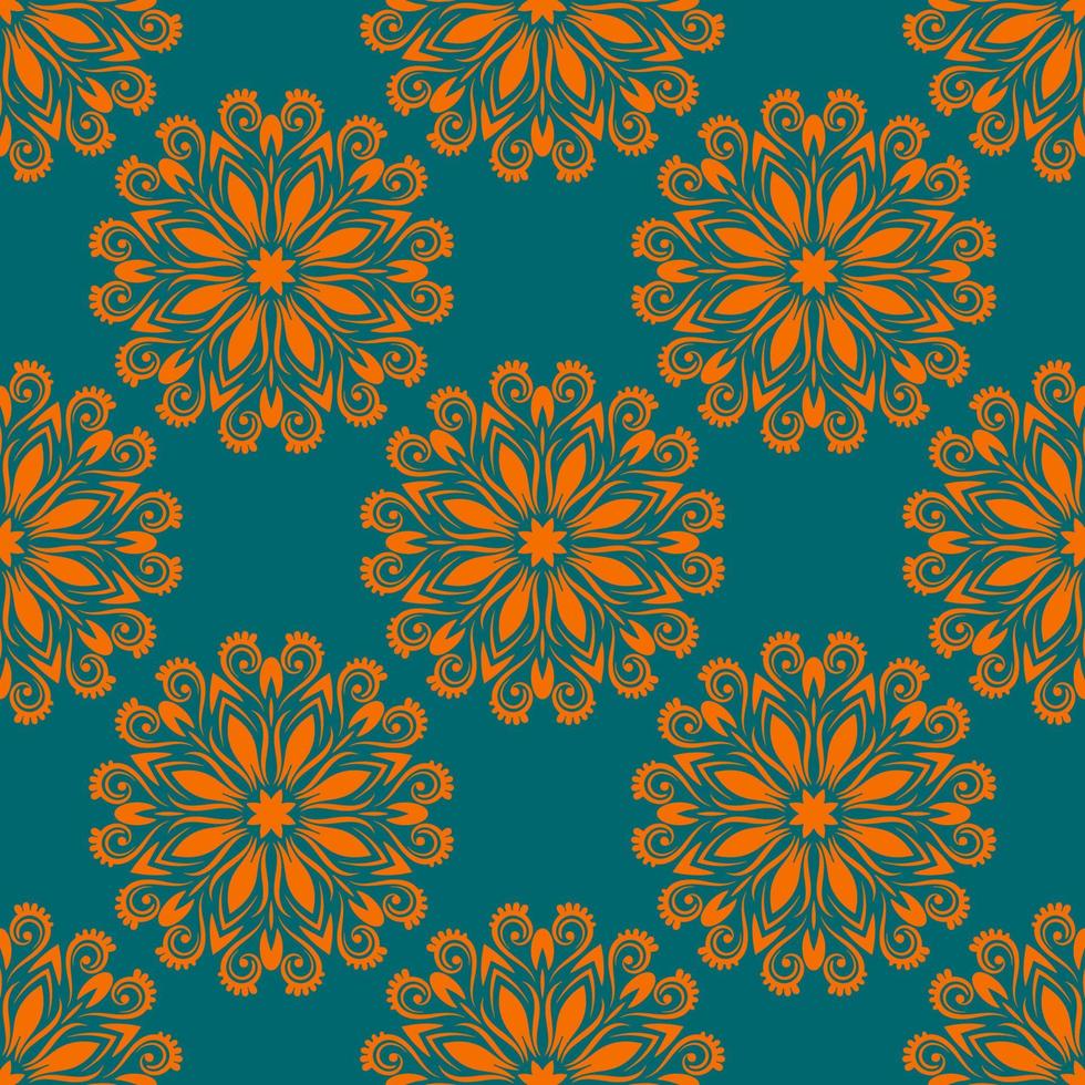 Fantasy seamless pattern with ornamental mandala. Abstract round doodle flower background. Floral geometric circle. vector