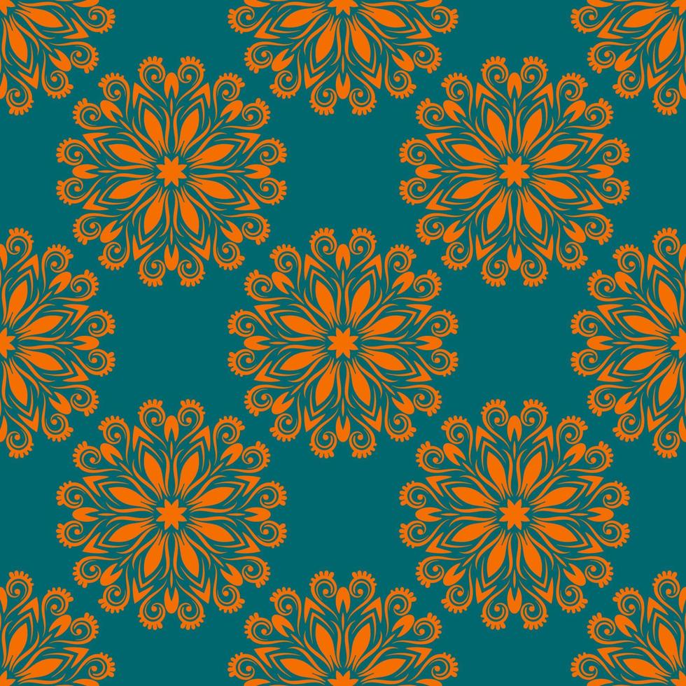 patrón sin costuras de fantasía con mandala ornamental. fondo de flor de garabato redondo abstracto. círculo geométrico floral. vector