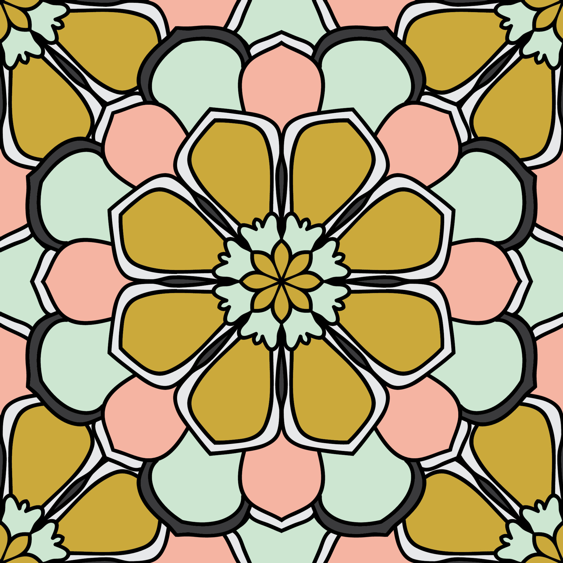 Abstract seamless pattern with mandala flower. Mosaic, tile. Floral