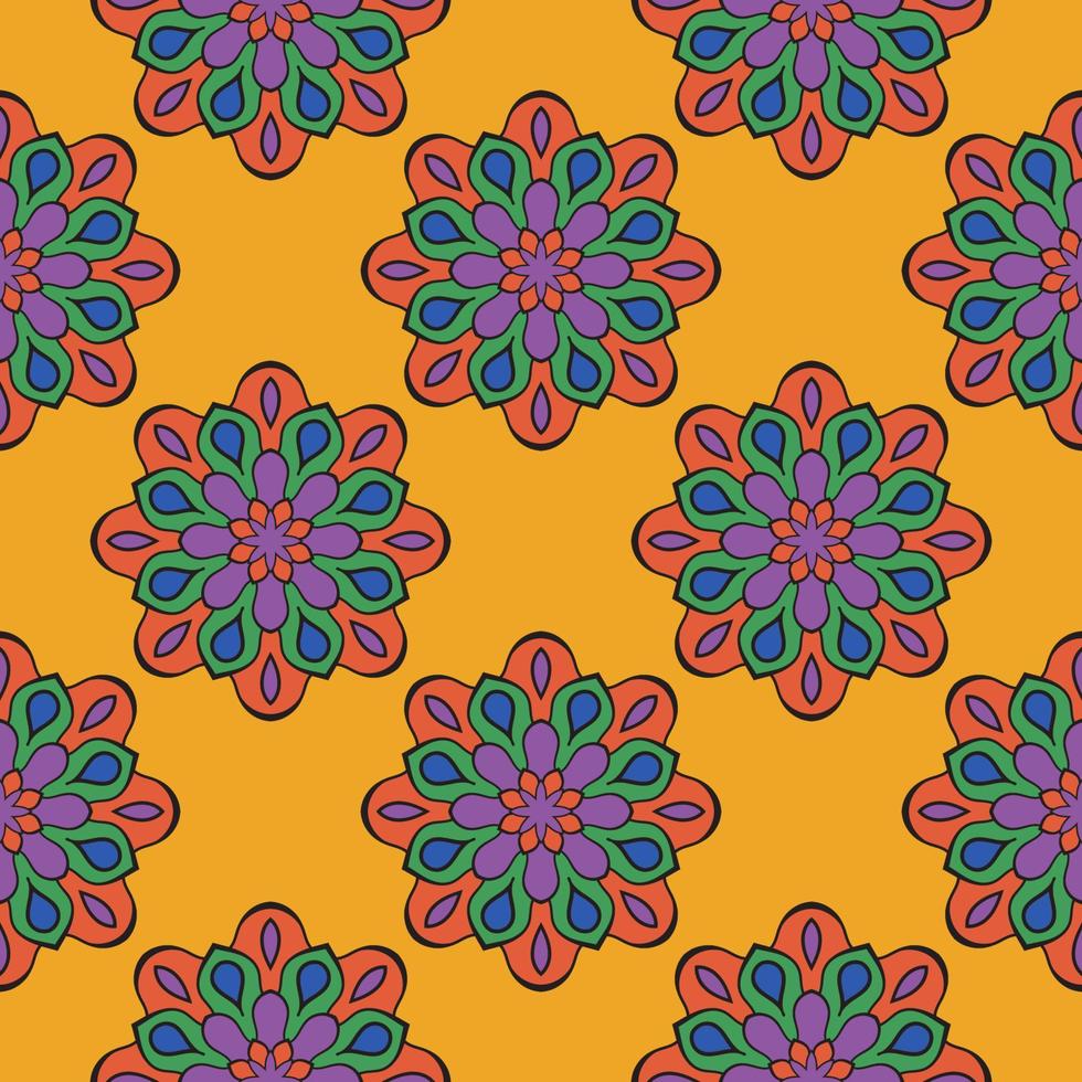 Abstract seamless pattern with mandala flower. Mosaic, tile. Floral background. vector