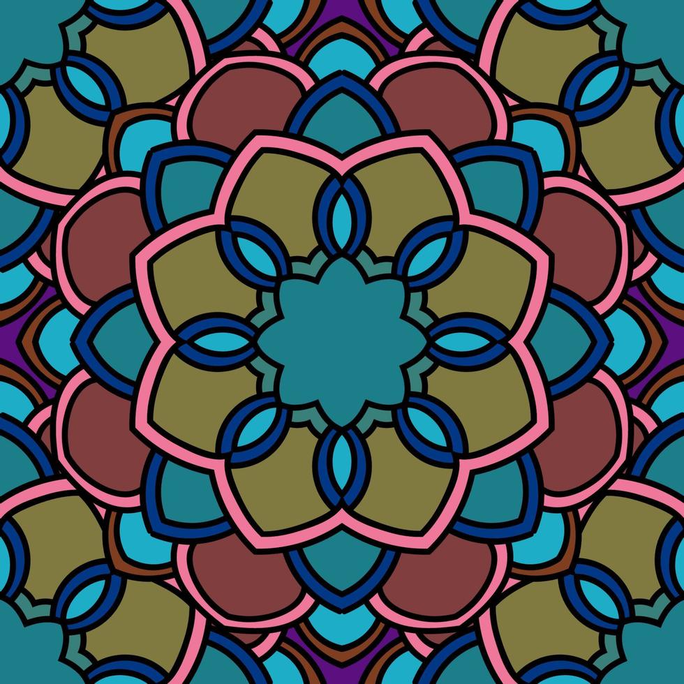 Abstract seamless pattern with mandala flower. Mosaic, tile. Floral background. vector