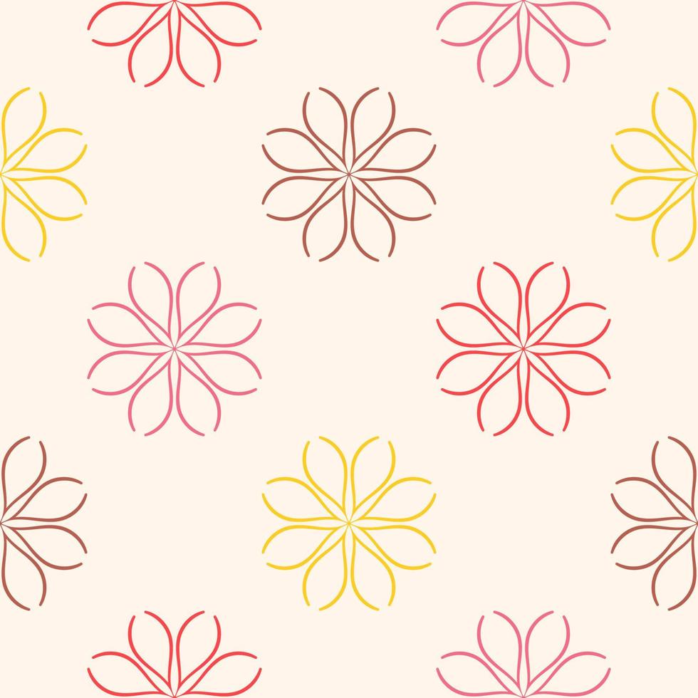 Abstract seamless pattern with mandala flower. Mosaic, tile, polka dot. Floral background. vector