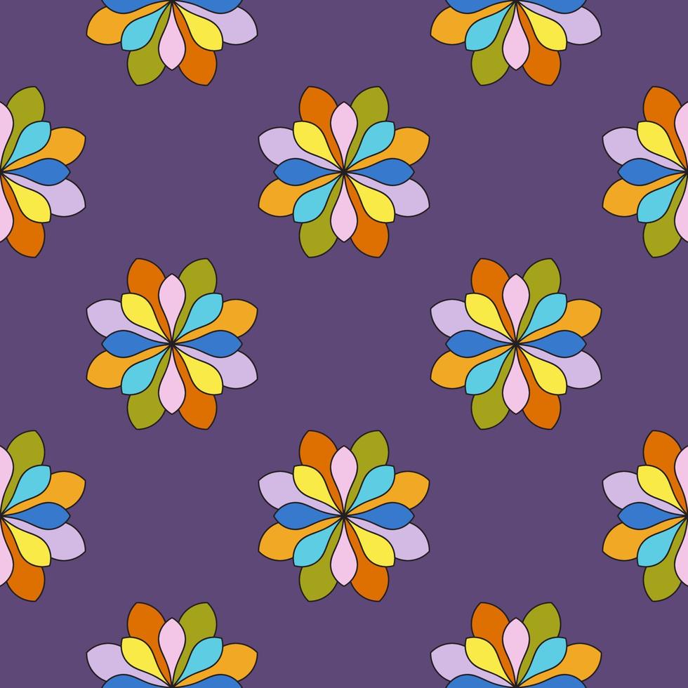 Abstract seamless pattern with mandala flower. Mosaic, tile, polka dot. Floral background. vector