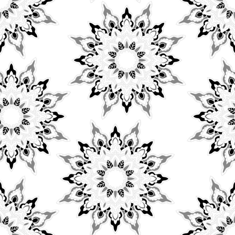 Abstract seamless pattern with mandala flower. Mosaic, tile, polka dot. Floral background. vector