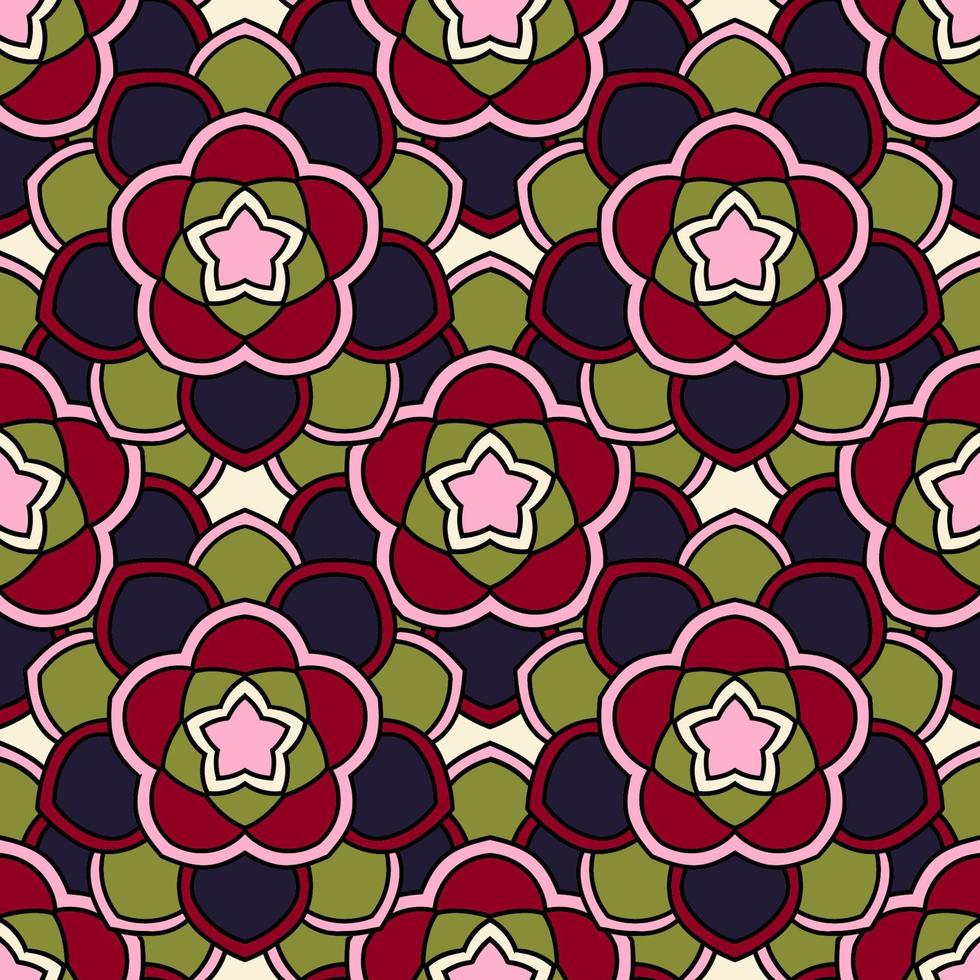 Abstract seamless pattern with mandala flower. Mosaic, tile. Floral background. vector
