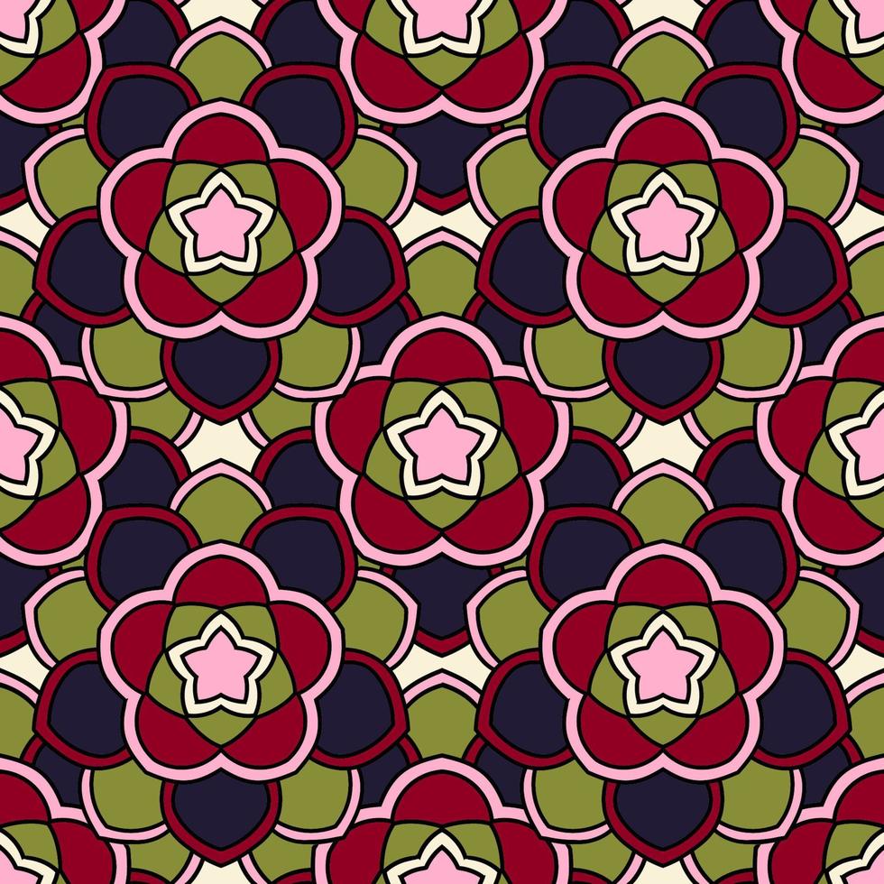 Abstract seamless pattern with mandala flower. Mosaic, tile. Floral background. vector