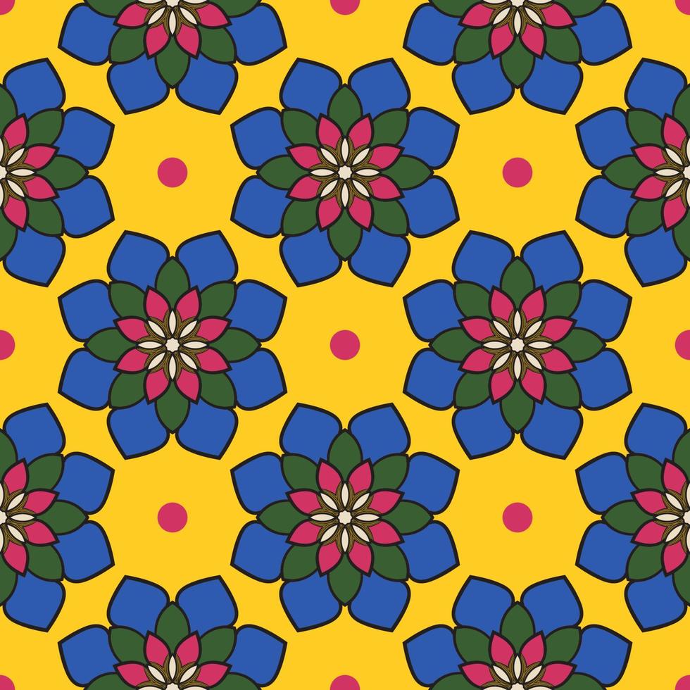 Abstract seamless pattern with mandala flower. Mosaic, tile. Floral background. vector