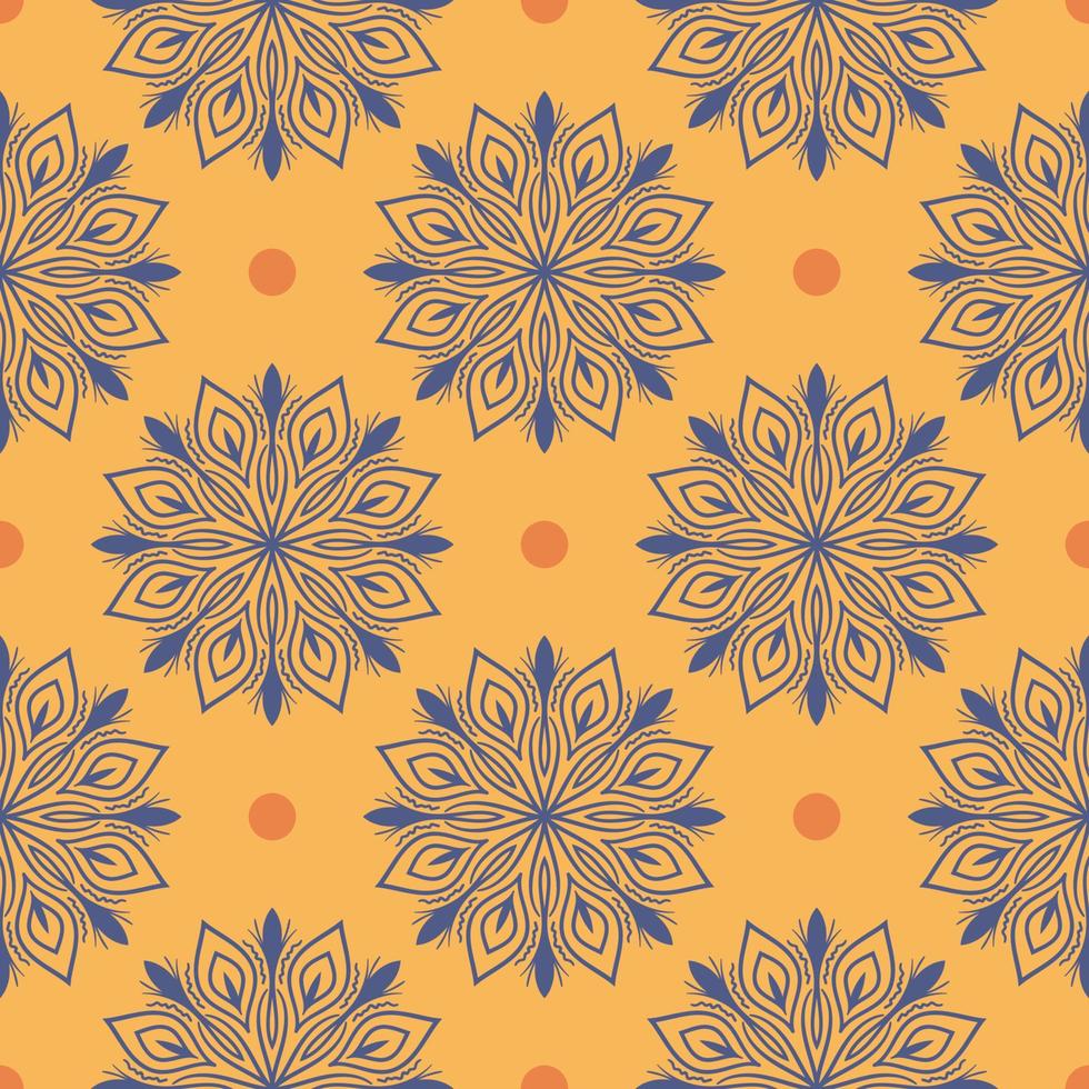 Resumen de patrones sin fisuras con flor de mandala. mosaico, azulejo, lunares. fondo floral. vector