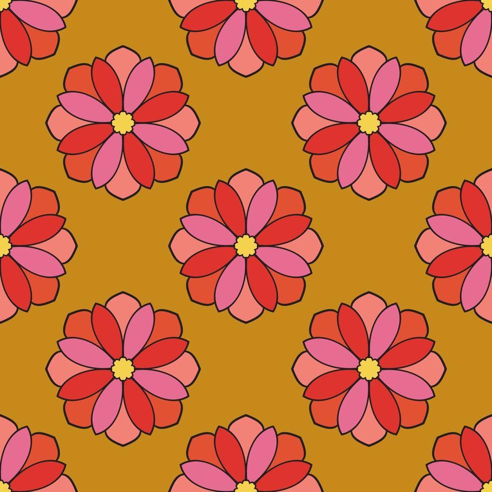 Resumen de patrones sin fisuras con flor de mandala. mosaico, azulejo. fondo floral. vector