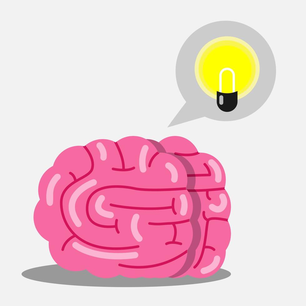 ilustración de un cerebro que tiene una idea vector