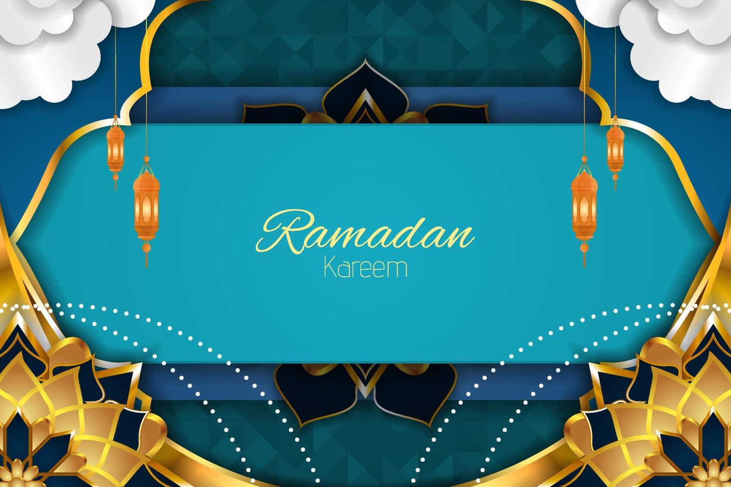 ramadan kareem fondo islámico con elemento y color azul vector