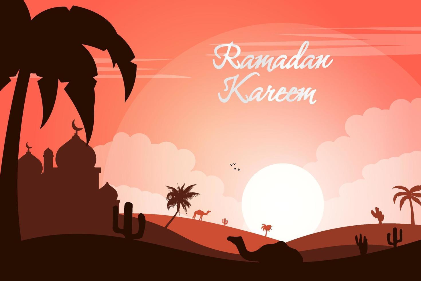 Ramadan Kareem Islamic background with tree vector