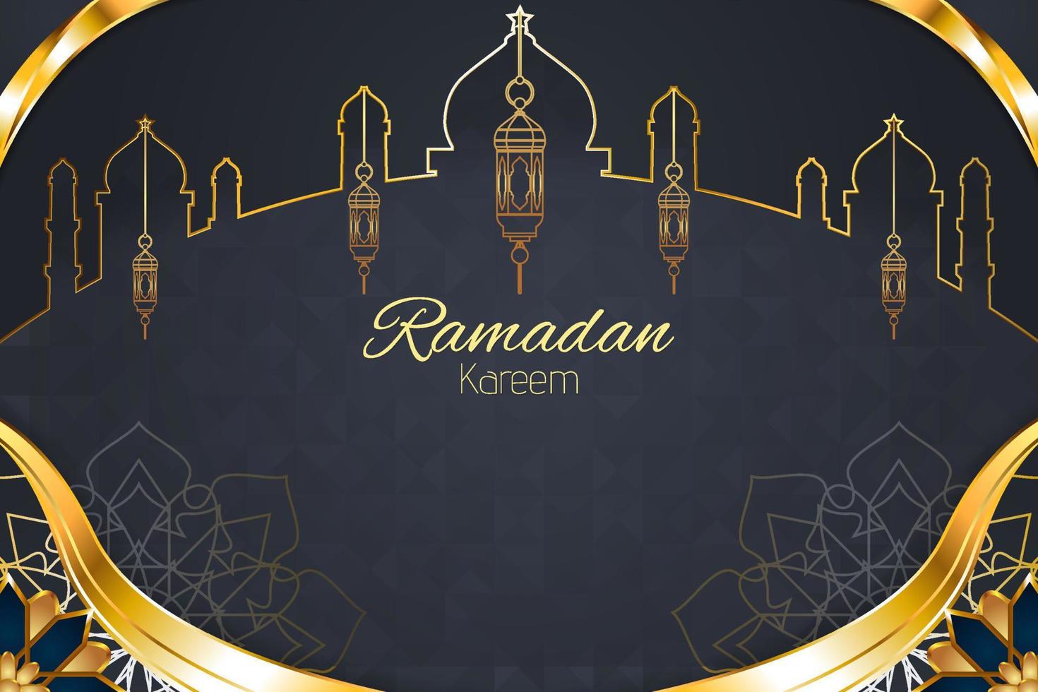 Ramadan Kareem Islamic background with gray color and element vector