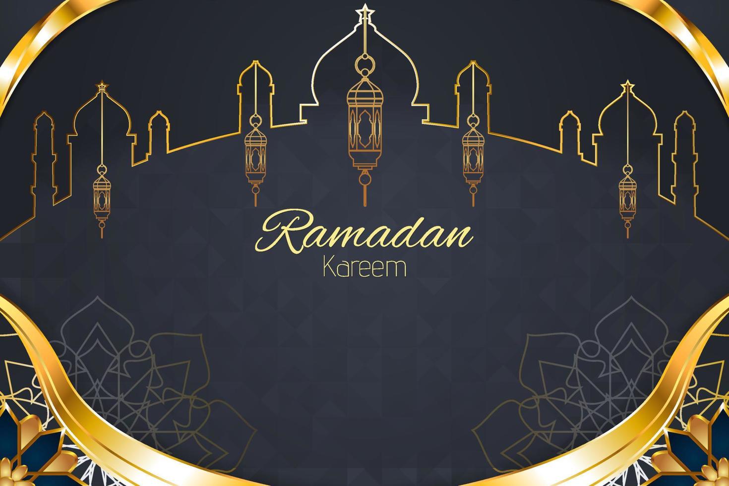 ramadan kareem fondo islámico con color gris y elemento vector