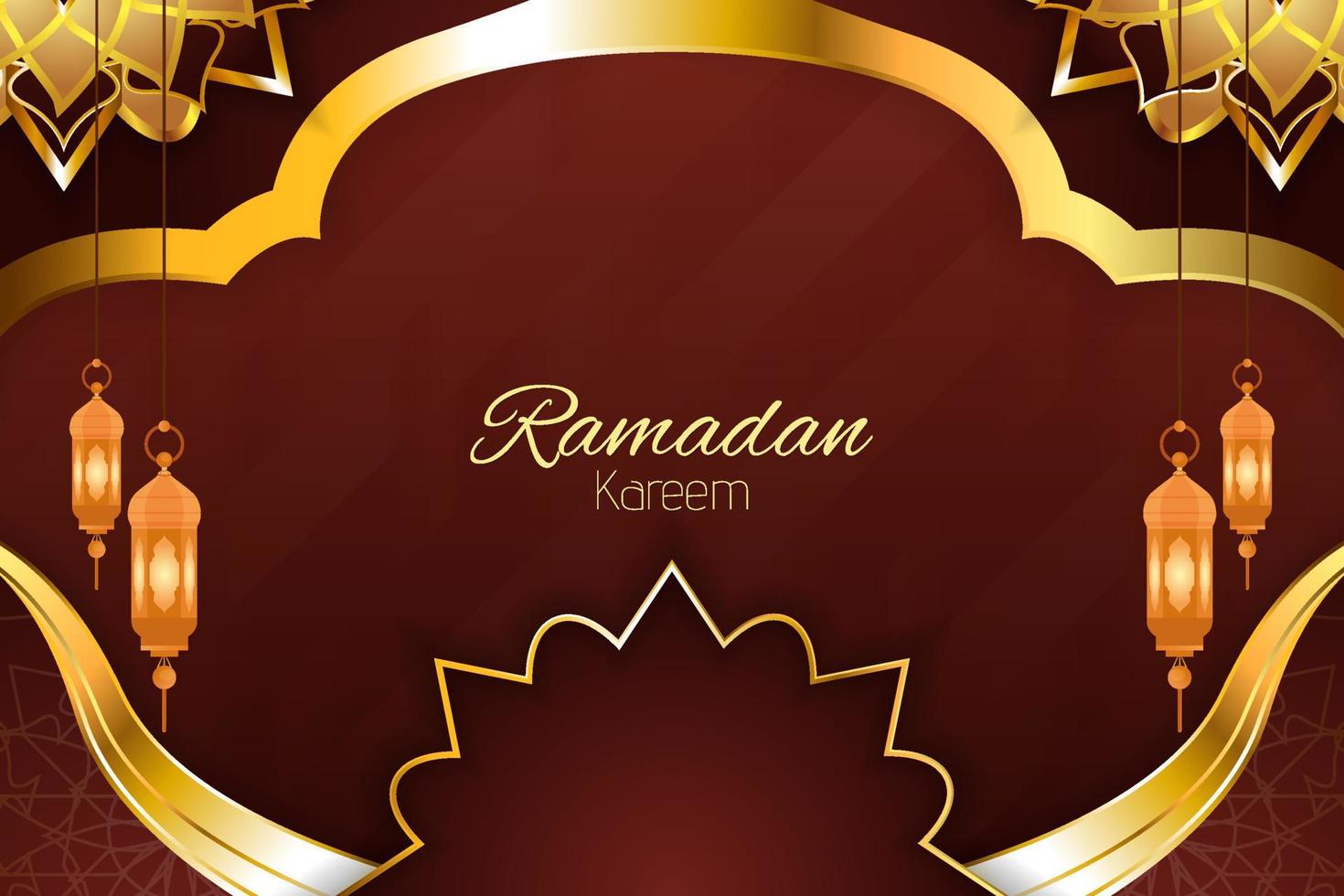 Background Ramadan Kareem Islamic style with red color vector