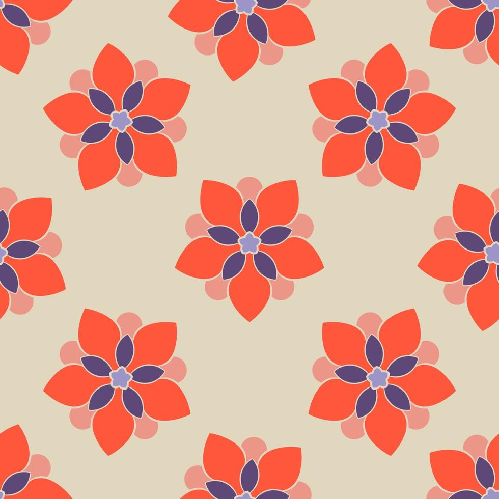 Abstract seamless pattern with mandala flower. Mosaic, tile, polka dot. Floral background. vector