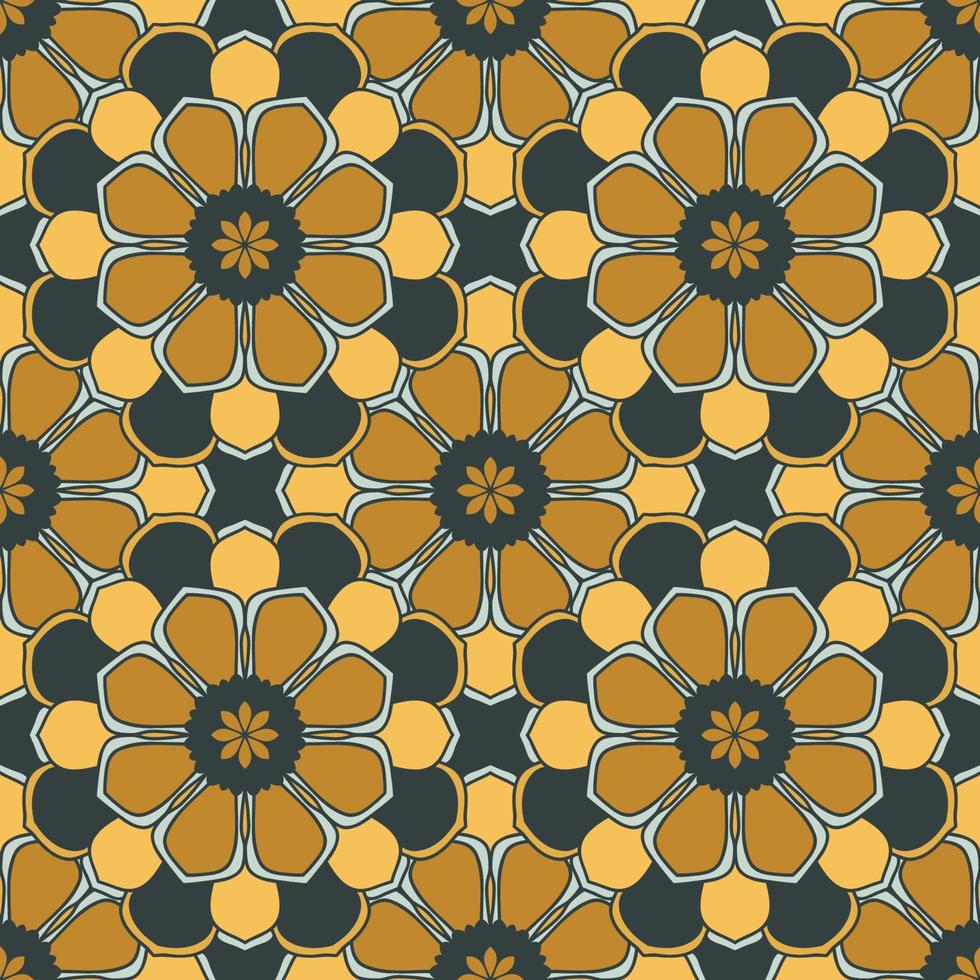 Abstract seamless pattern with mandala flower. Mosaic, tile. Floral background. vector