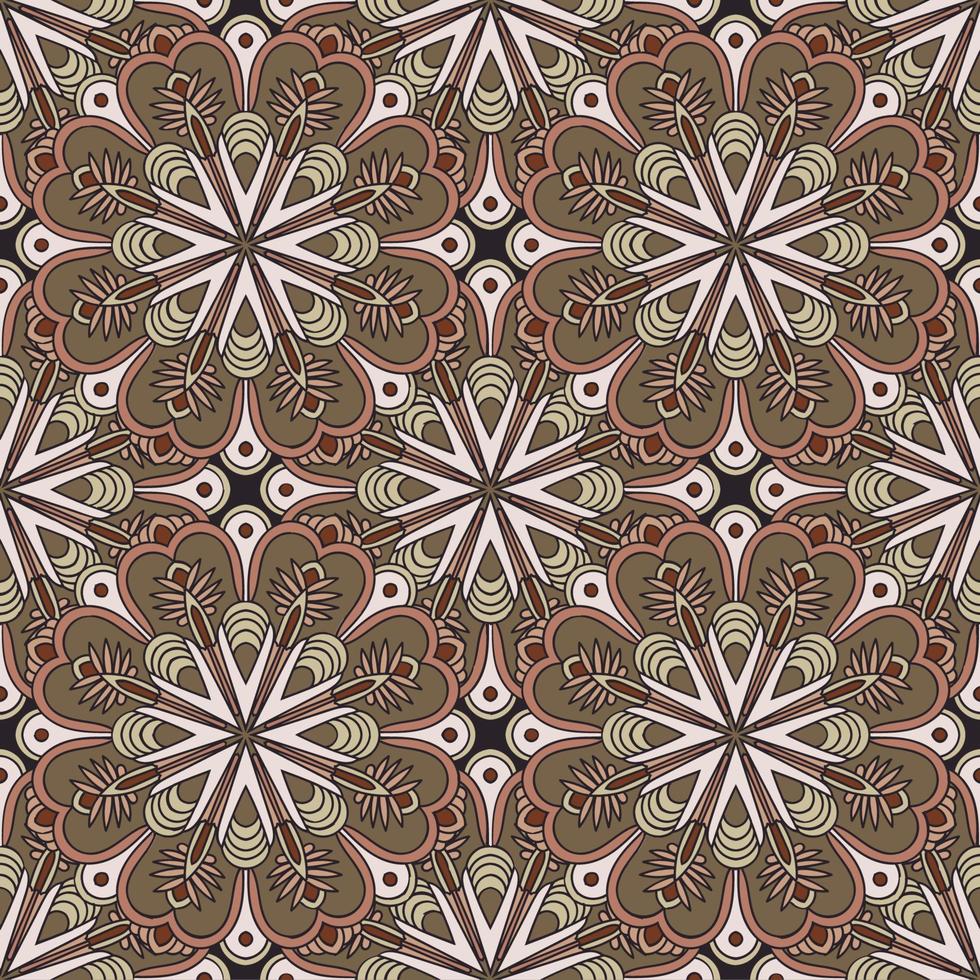 Abstract seamless pattern with mandala flower. Mosaic, tile. Floral background. vector