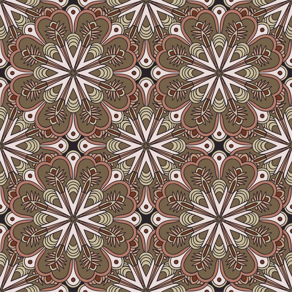 Resumen de patrones sin fisuras con flor de mandala. mosaico, azulejo. fondo floral. vector