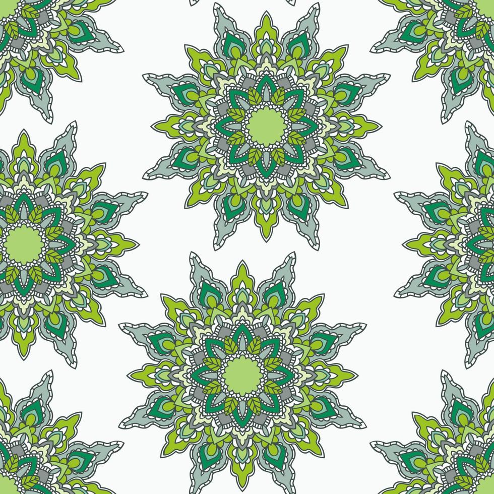 Resumen de patrones sin fisuras con flor de mandala. mosaico, azulejo. fondo floral. vector