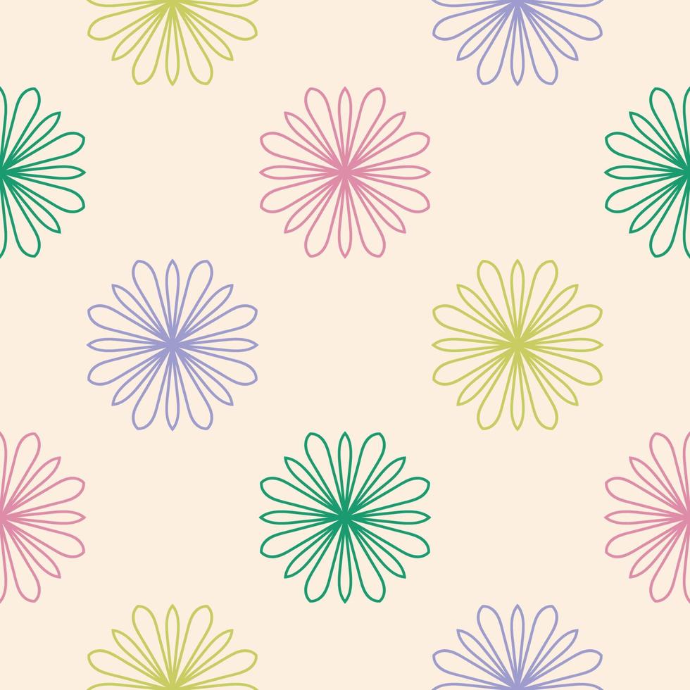 Abstract seamless pattern with mandala flower. Mosaic, tile, polka dot. Floral background. vector