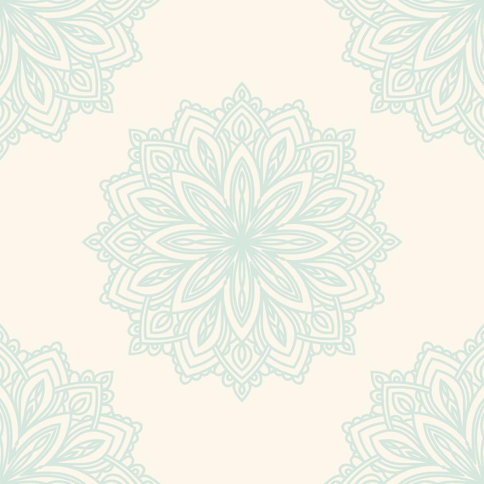 Fantasy seamless pattern with ornamental mandala. Abstract round doodle flower background. Floral geometric circle. vector