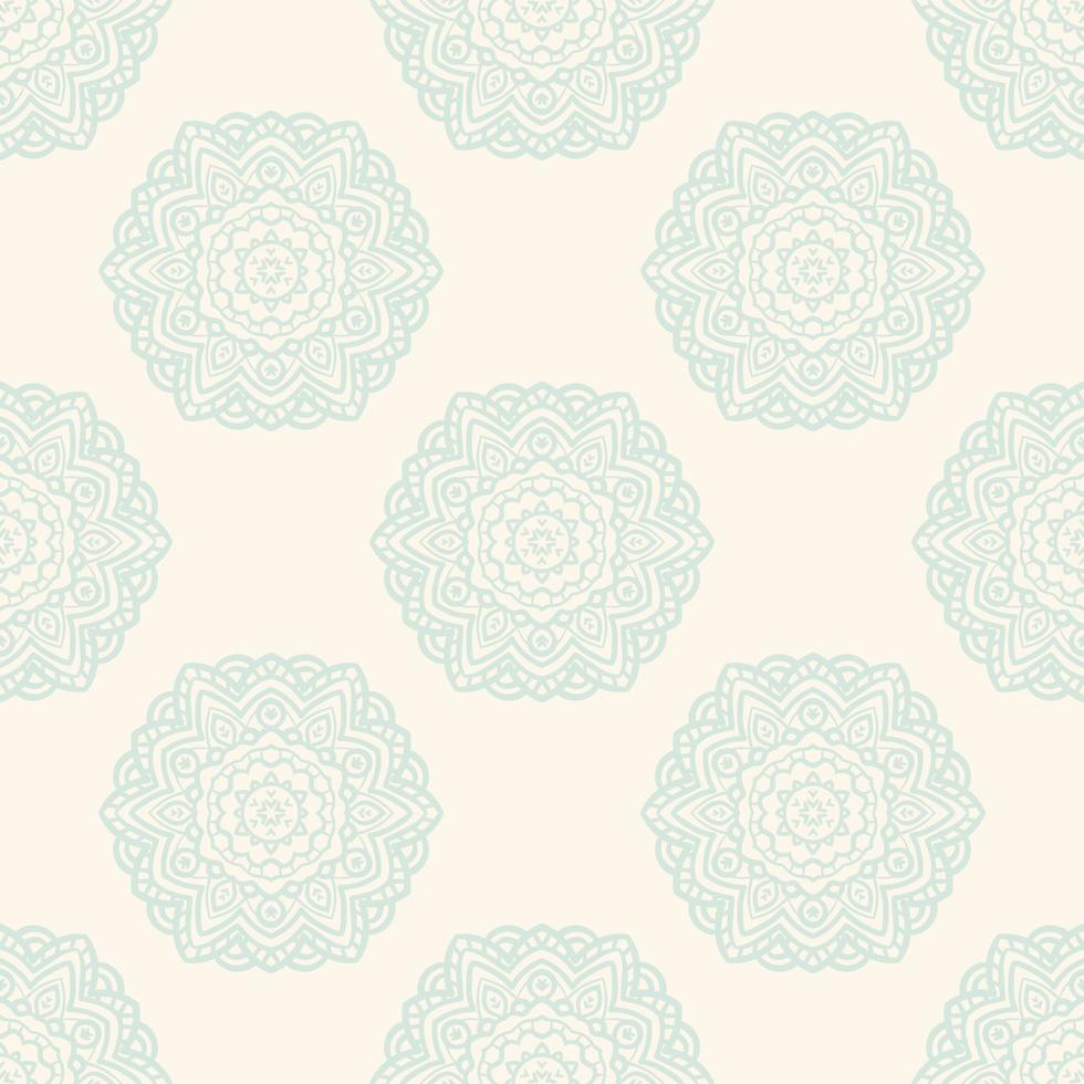 Fantasy seamless pattern with ornamental mandala. Abstract round doodle flower background. Floral geometric circle. vector