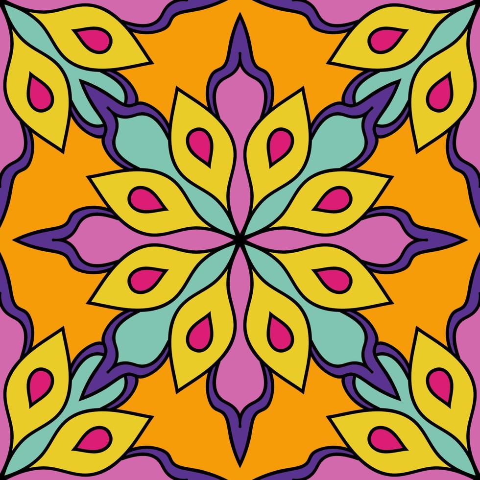 Cute Mandala card. Ornamental round doodle flower isolated on white background. Geometric decorative ornament in ethnic oriental style. vector
