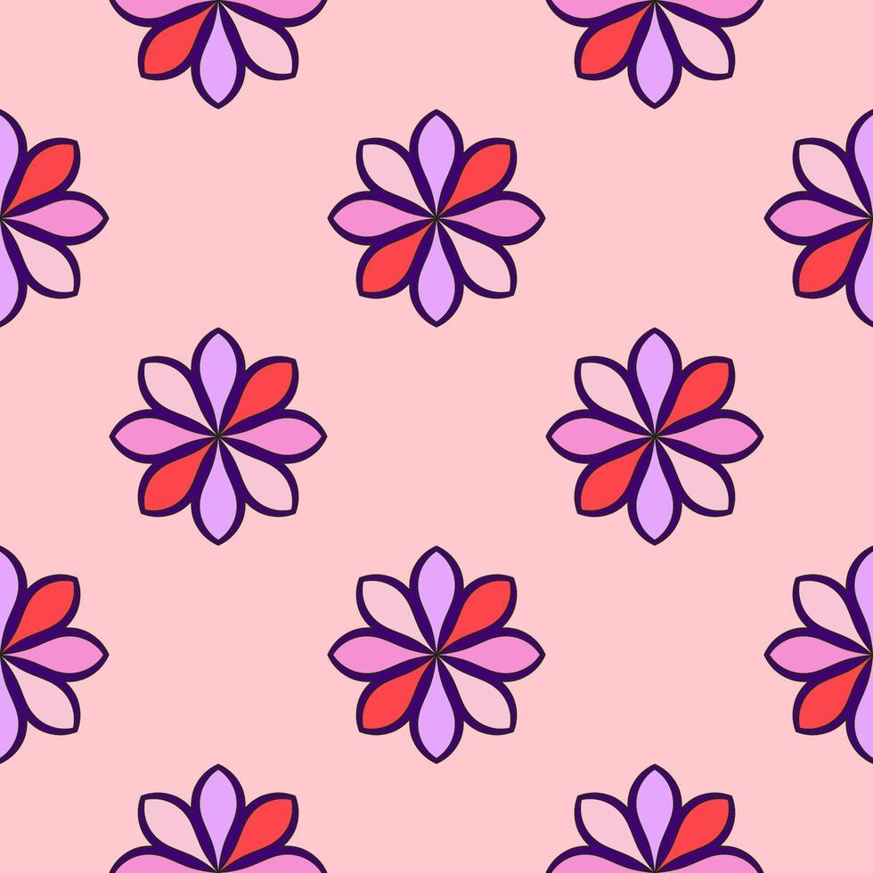Abstract seamless pattern with mandala flower. Mosaic, tile, polka dot. Floral background. vector