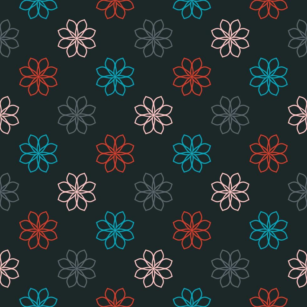 Abstract seamless pattern with mandala flower. Mosaic, tile, polka dot. Floral background. vector
