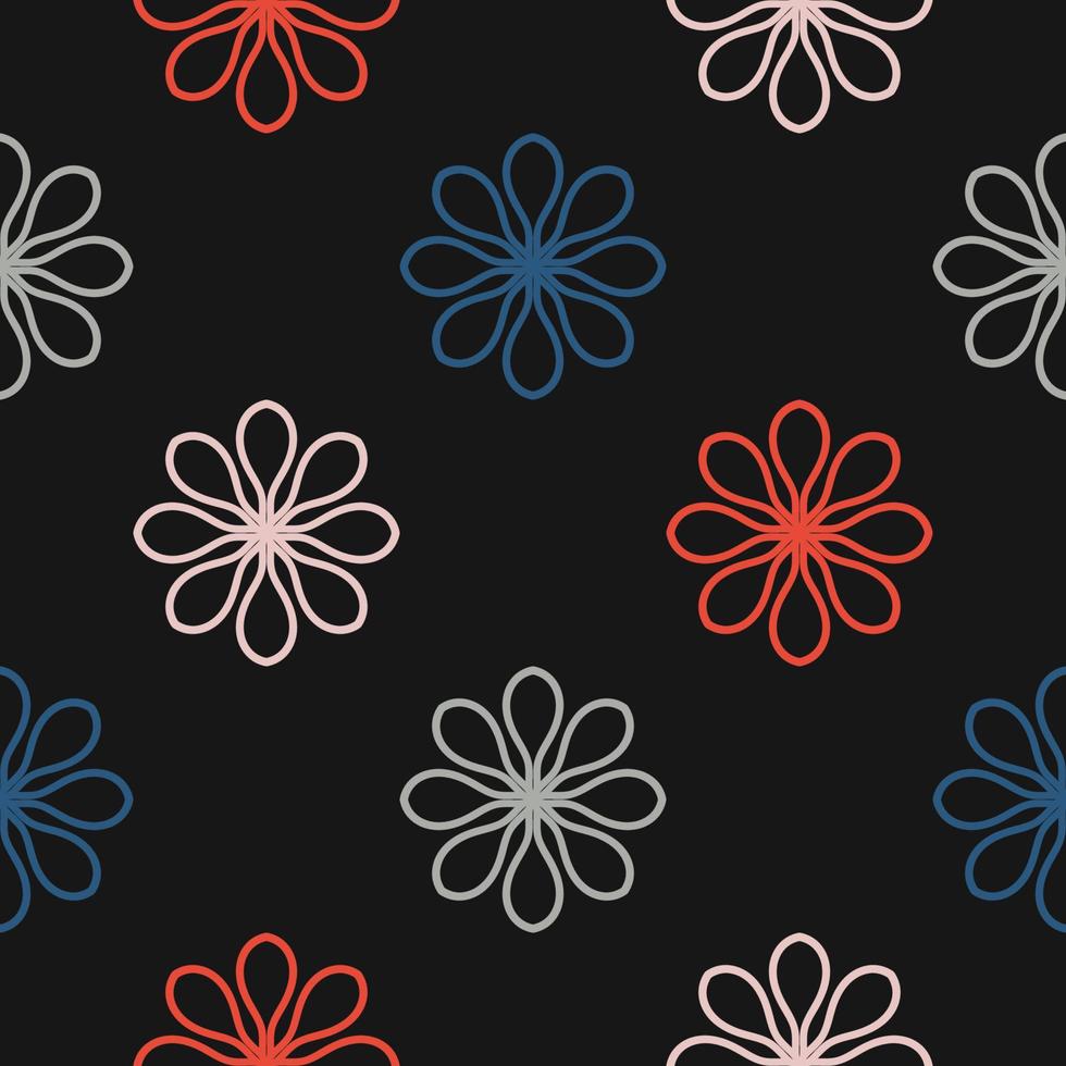 Abstract seamless pattern with mandala flower. Mosaic, tile, polka dot. Floral background. vector